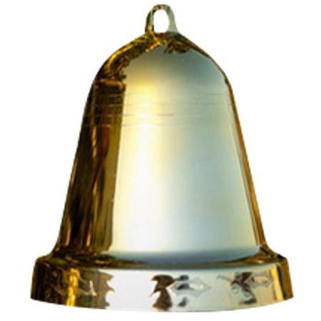 Новогоднее украшение Колокольчик пластик золотистый (высота 15 см)